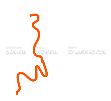 На фоне изображения с тремя друзьями-бегунами показаны дистанция, расстояние, темп и общее время в движении.