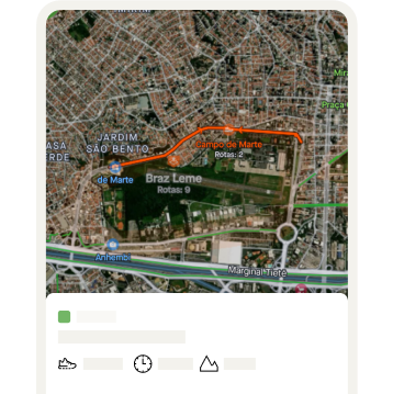 Um mapa 3D com uma linha laranja exibe a rota de uma atividade no Strava.